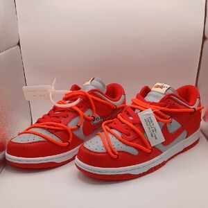 NEW Nike Dunk Low X Off-White University Red Unisex Size Mens 8.5 Womens 10 US